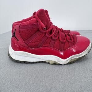 Nike Air Jordan 11 Retro‎ Win Like 96 Shoes Boys Size 1Y Red Patent 378038-623